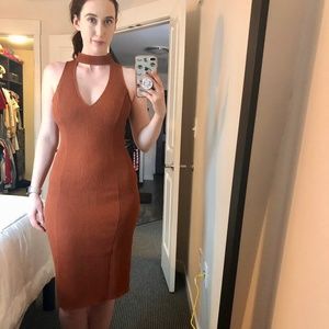 Burgundy Orange Leith Bodycon Dress